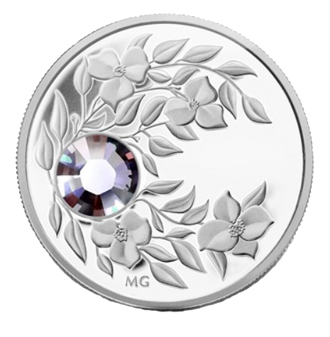 2012 Proof $3 Birthday June 9999 silver w/ Alexandrite crystal Birthstone Canada