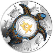 Lucky 7 Seven Turtles Silver Coin with Gilded Element 500 Francs Cameroon 2017