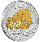 Money Toad Silver Gilded Coin in Frame 1   2018   