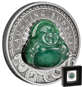 Laughing Buddha 2019 1oz Silver Coin with Jade Insert 1 dollar Tuvalu Perth Mint
