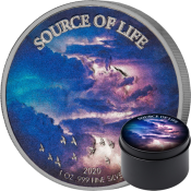 Air ~ Source of Life ~ Silver Coin with palladium and Chromonite Colour application ~ in Case