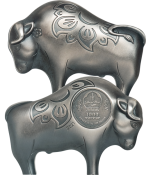 Mighty Ox 2021 Year of the Ox Silver Coin Ox Shaped 1000 Togrog Mongolia