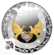 Love and Happiness Silver Coin with Swarovski Crystals 2021 Mint of Poland