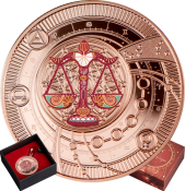 Zodiac-Libra-Silver-Coin-Pendant-Rose-Gold-Plated-500Francs-Cameroon-2021
