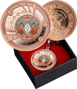 Zodiac Aries Silver Coin Pendant Rose Gold Plated in Gift Box