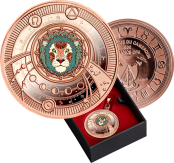 Zodiac-Leo-Silver-Coin-Pendant-Rose-Gold-Plated-2021-10g-500francs-Cameroon
