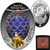 Фаберже Яйцо Сосновая шишка Серебряная монета серии Императорские яйца Фаберже 1 доллар Ниуе 2021 Монетный двор Польши